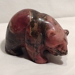 Rhodonite Kodiak Bear Fetish 3"